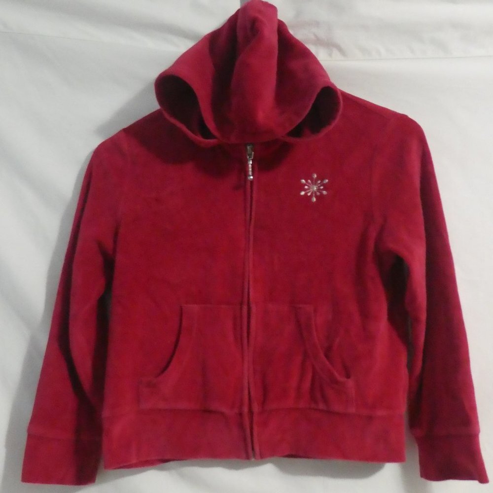JOE FRESH KIDS | large (10-12) | Very Soft Full Zip-up Velour Hoodie | Snowflake